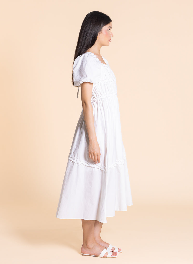 DETAIL RUFFLED MIDI DRESS