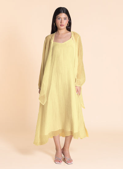 TEXTURED LIGHT MIDI DRESS WITH JACKET
