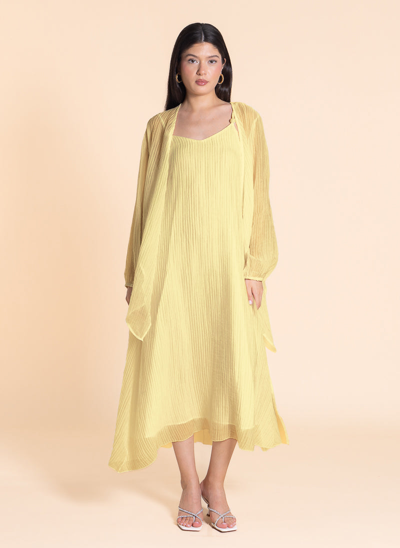 TEXTURED LIGHT MIDI DRESS WITH JACKET