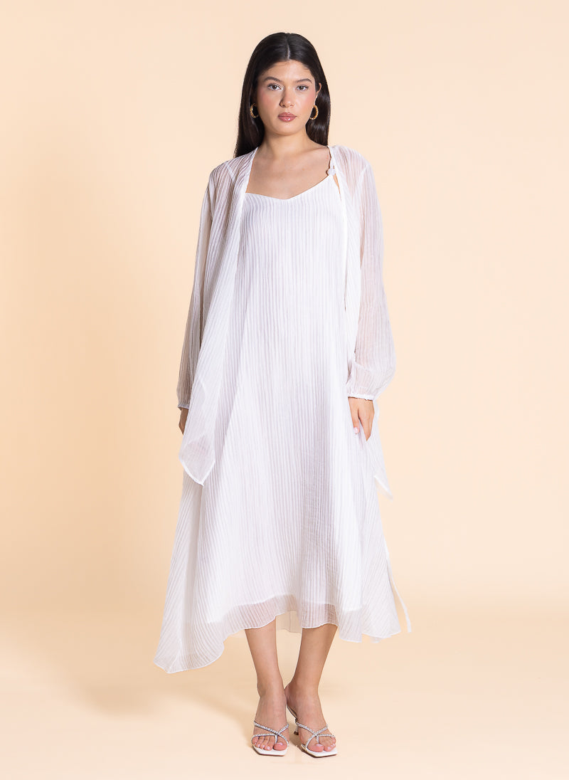 TEXTURED LIGHT MIDI DRESS WITH JACKET