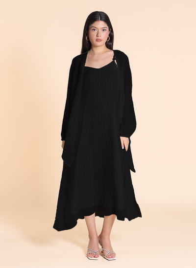 TEXTURED LIGHT MIDI DRESS WITH JACKET