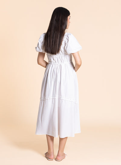 DETAIL RUFFLED MIDI DRESS