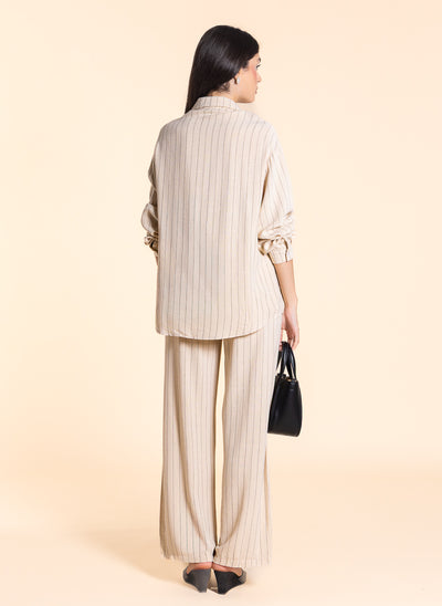 LINEN BLEND STRIPE SHIRT SET