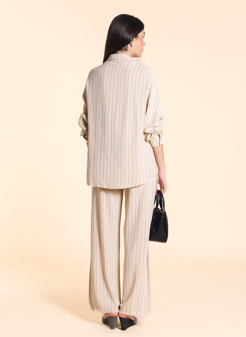 LINEN BLEND STRIPE SHIRT SET