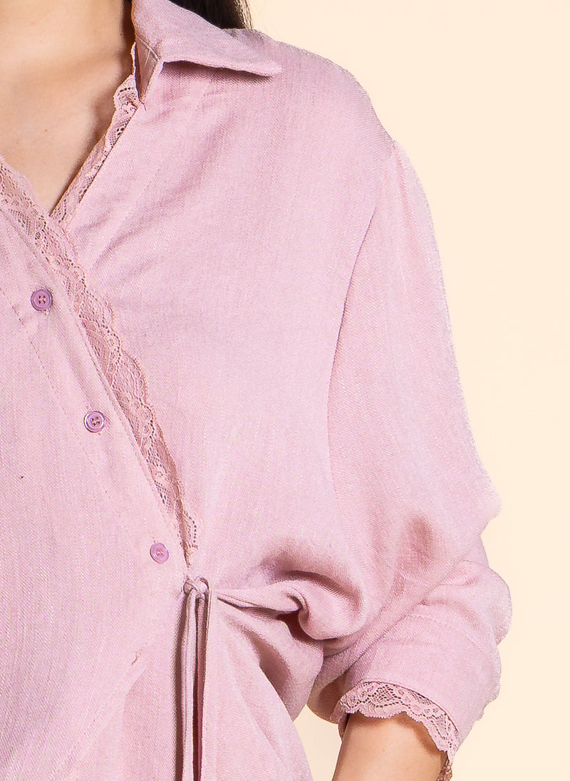 LACE DETAILED WRAP SHIRT SET