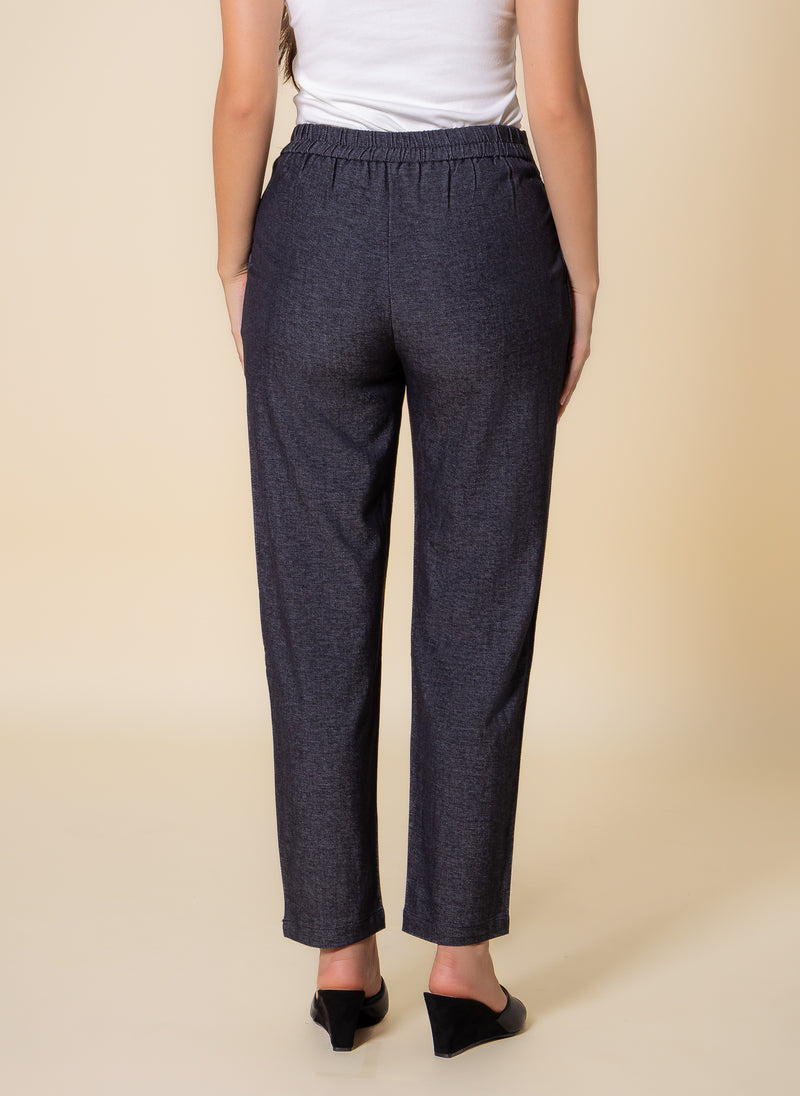 SLIM JOGGER-WASIT TEXTURED TROUSERS