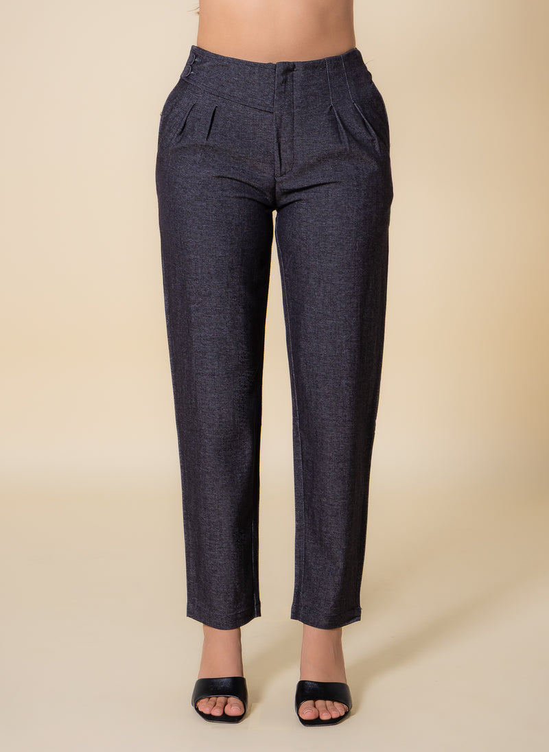SLIM JOGGER-WASIT TEXTURED TROUSERS