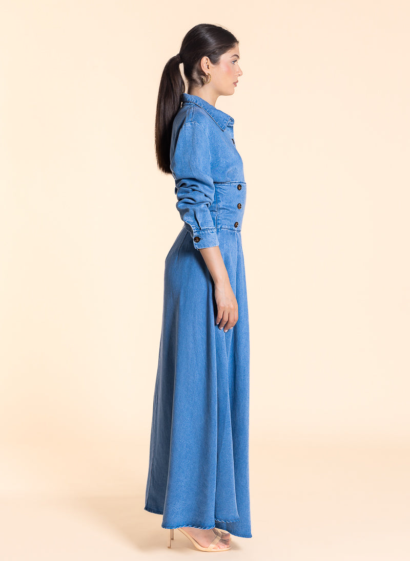 HIGH WAIST SOFT MAXI SKIRT DENIM SET