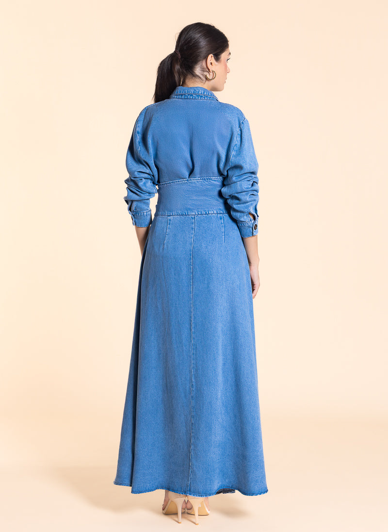 HIGH WAIST SOFT MAXI SKIRT DENIM SET