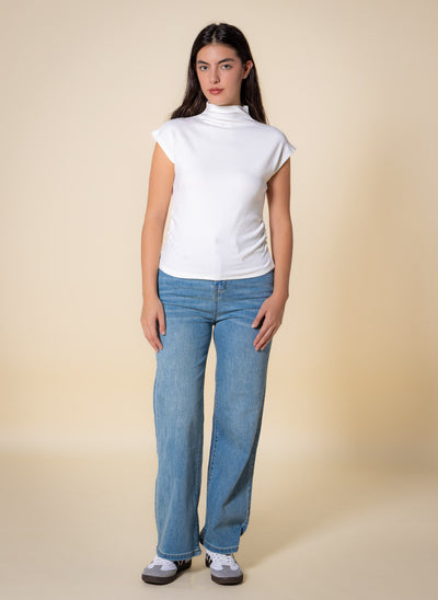 WOOL BLEND HIGH NECK TOP