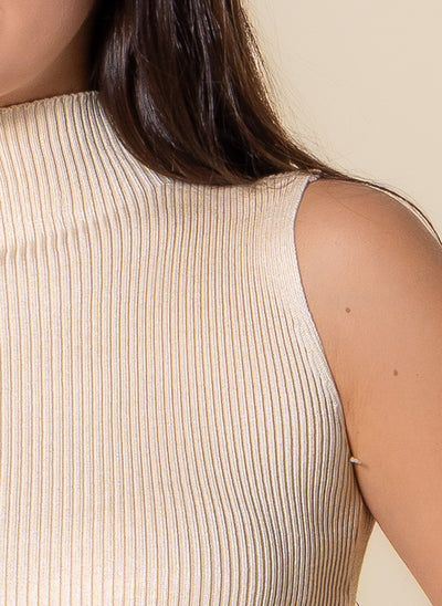 KNITED WOOL BLEND HIGH NECK TOP