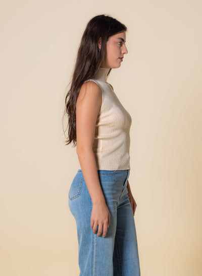 KNITED WOOL BLEND HIGH NECK TOP