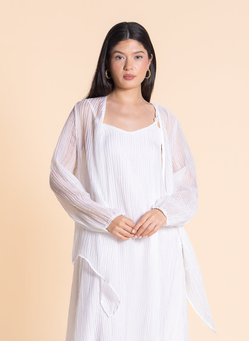 TEXTURED LIGHT MIDI DRESS WITH JACKET