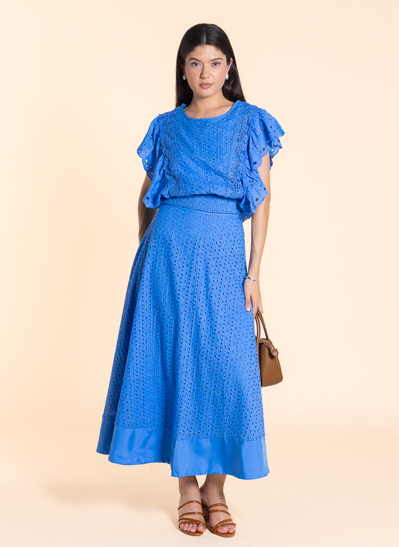 DETAILED CUTWORK SKIRT SET