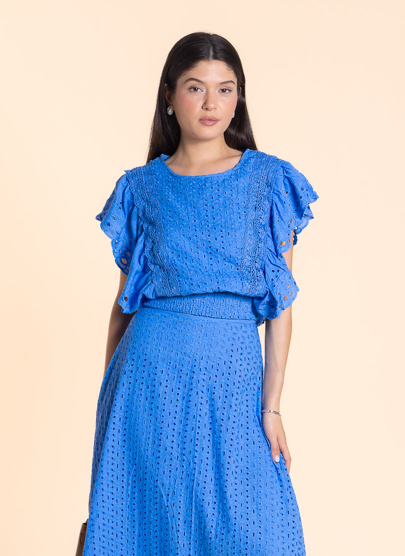 DETAILED CUTWORK SKIRT SET