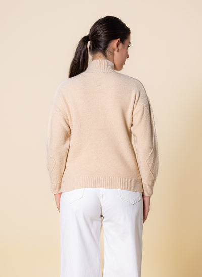 CABLE KNIT HIGH NECK SWEATER
