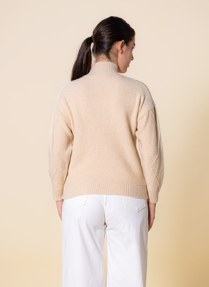 CABLE KNIT HIGH NECK SWEATER