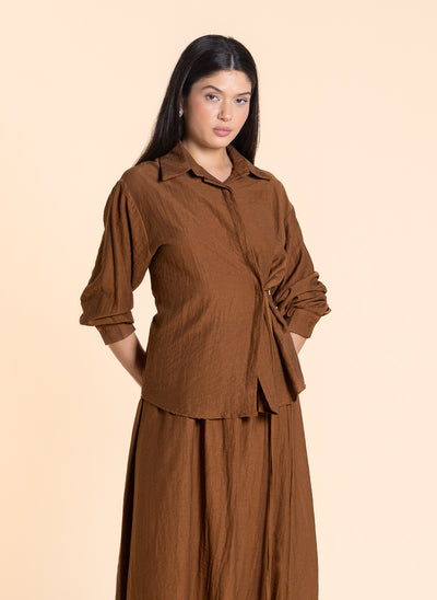 DETAIL WRAPPED SHIRT SET WITH SKIRT