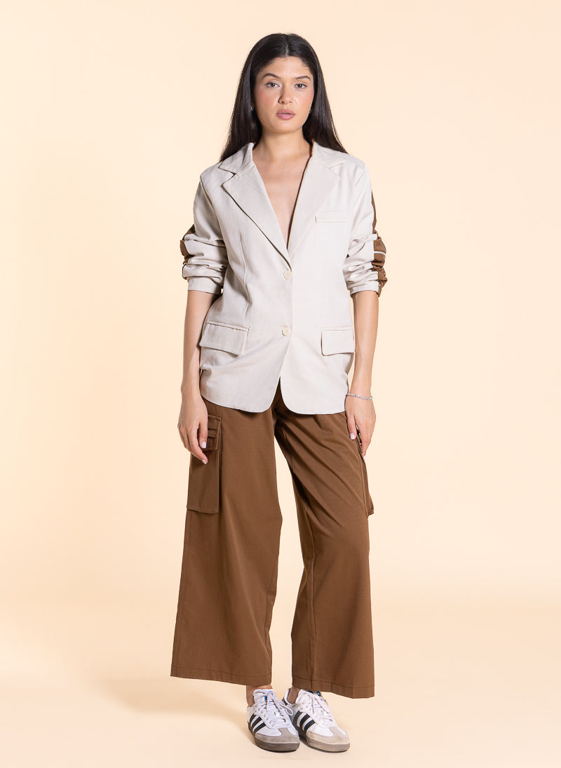 DETAILED LINEN BLEND BLAZER SET