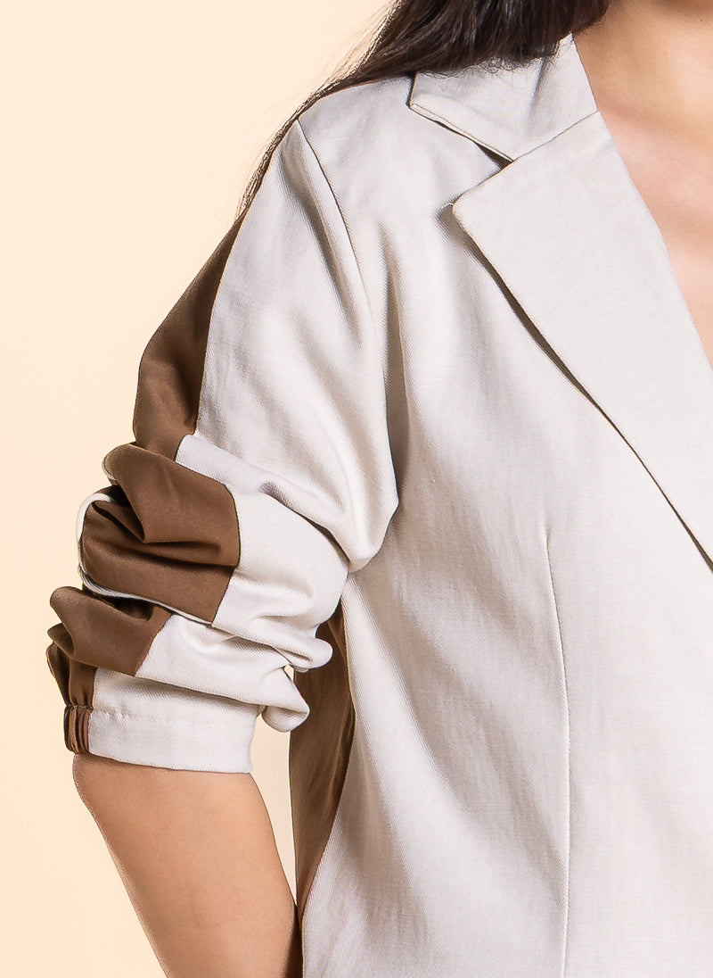 DETAILED LINEN BLEND BLAZER SET