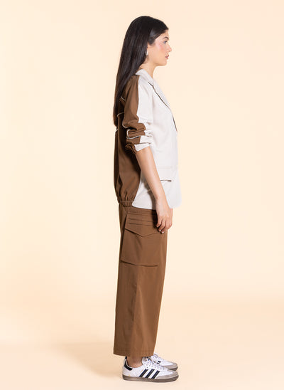DETAILED LINEN BLEND BLAZER SET