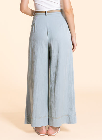 WIDE-LEG LINEN BLEND TROUSERS