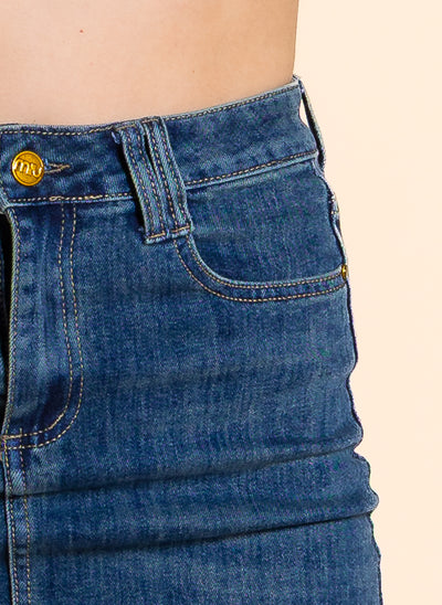 DETAILED MIDI DENIM SKIRT
