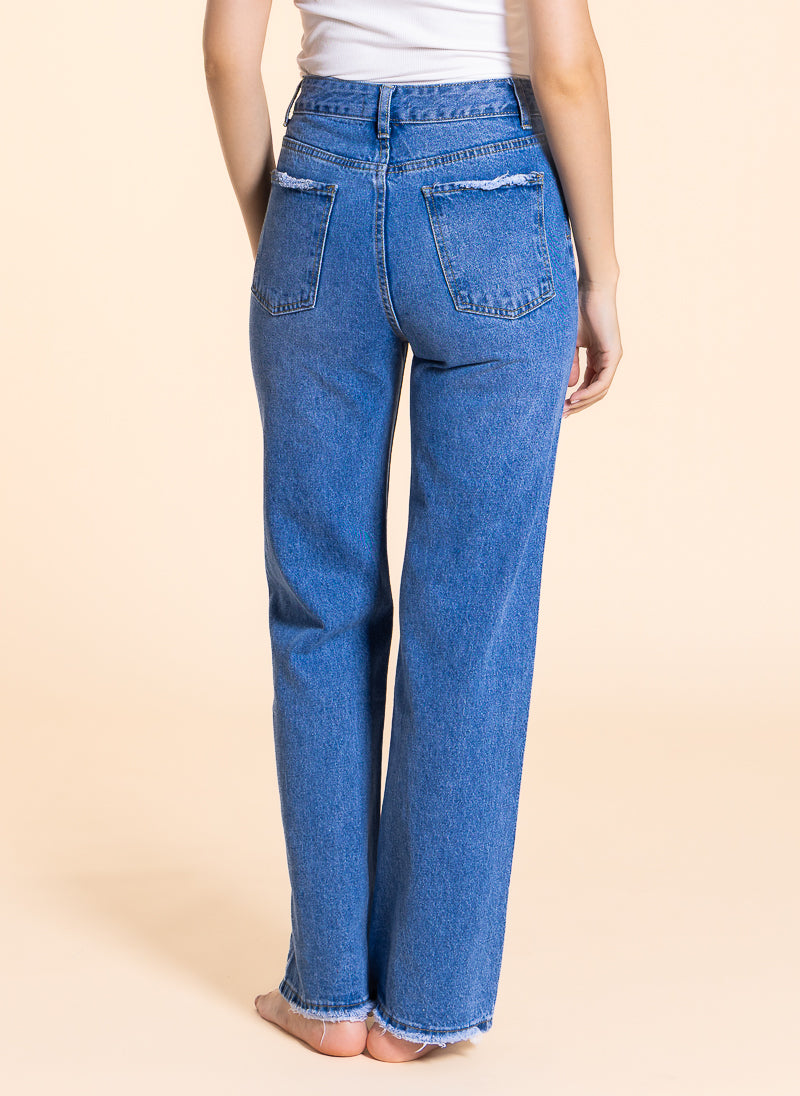 DETAILED HIGH-RISE STRAIGHT FIT JEANS