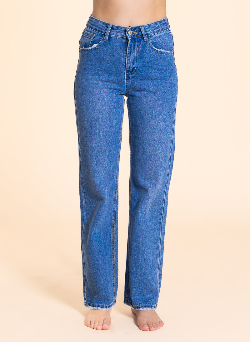 DETAILED HIGH-RISE STRAIGHT FIT JEANS