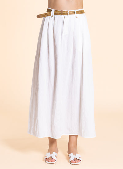 LINEN BLEND MAXI SKIRT WITH BELT