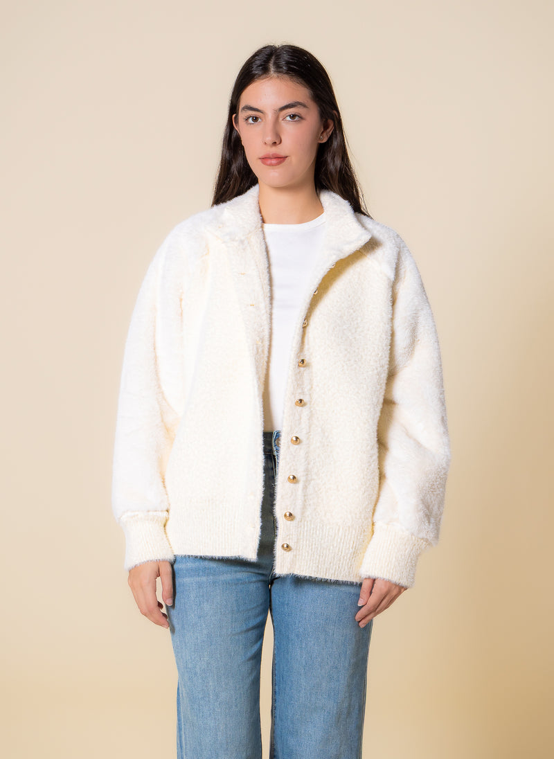 SOFT PLUSH DETAILED CARDIGAN