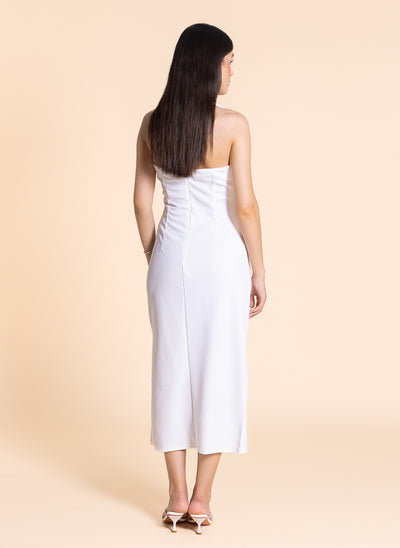 FITTED HALTER MIDI DRESS