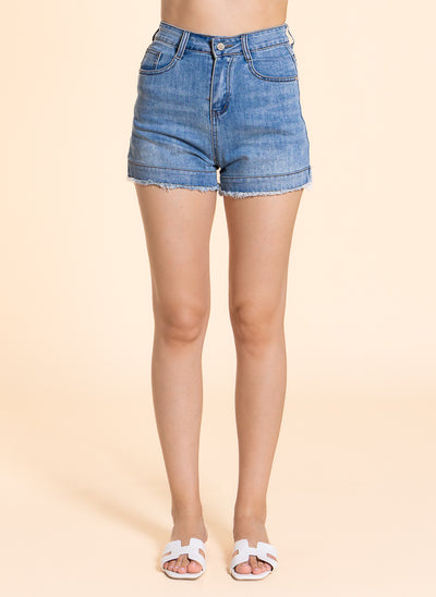 DATAILED DENIM SHORTS