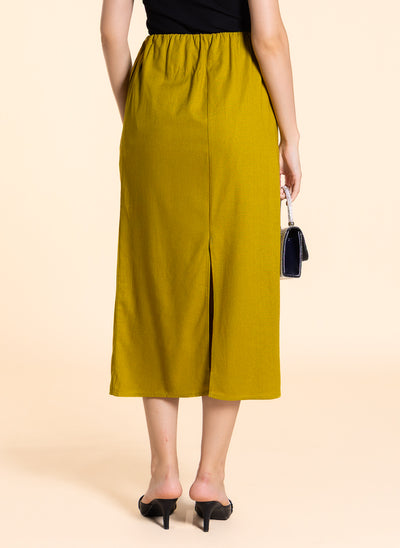 MIDI LINEN BLEND SKIRT