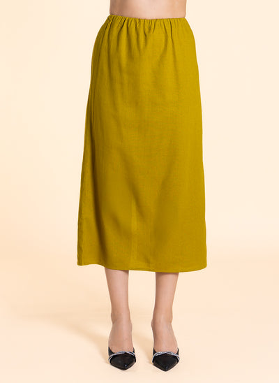 MIDI LINEN BLEND SKIRT
