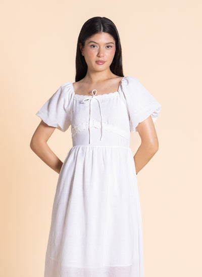 DETAILED EMBOSSED MIDI DRESS