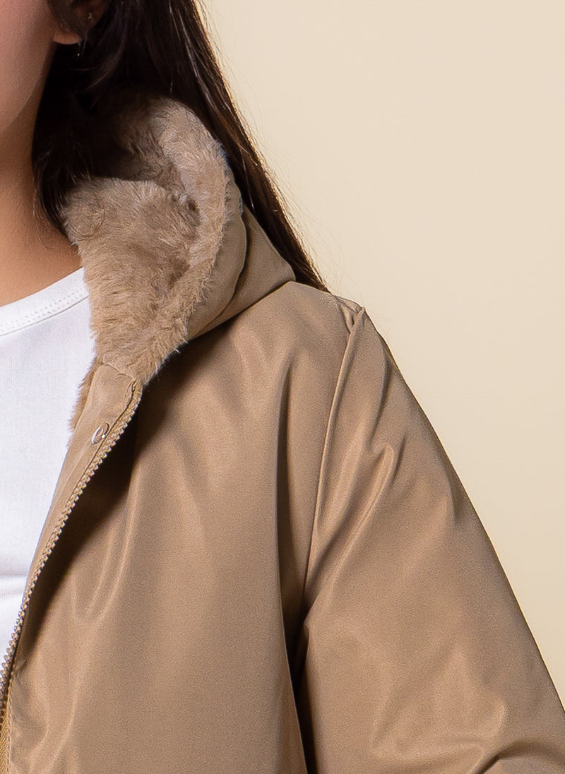 FAUX FUR PUFFER JACKET