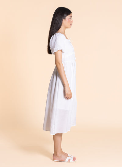 DETAILED EMBOSSED MIDI DRESS