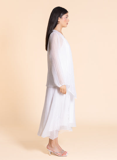 TEXTURED LIGHT MIDI DRESS WITH JACKET