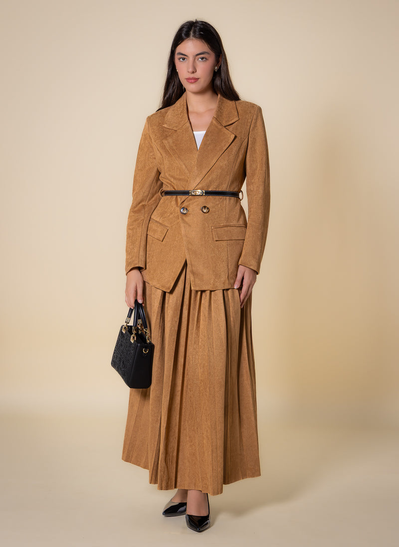 BELTED SUEDE BLAZER SET