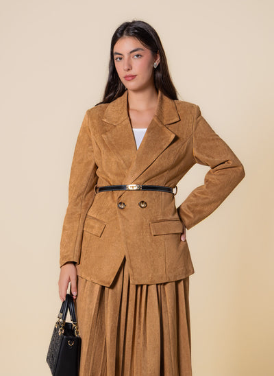BELTED SUEDE BLAZER SET