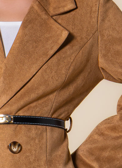 BELTED SUEDE BLAZER SET