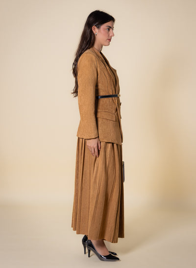 BELTED SUEDE BLAZER SET