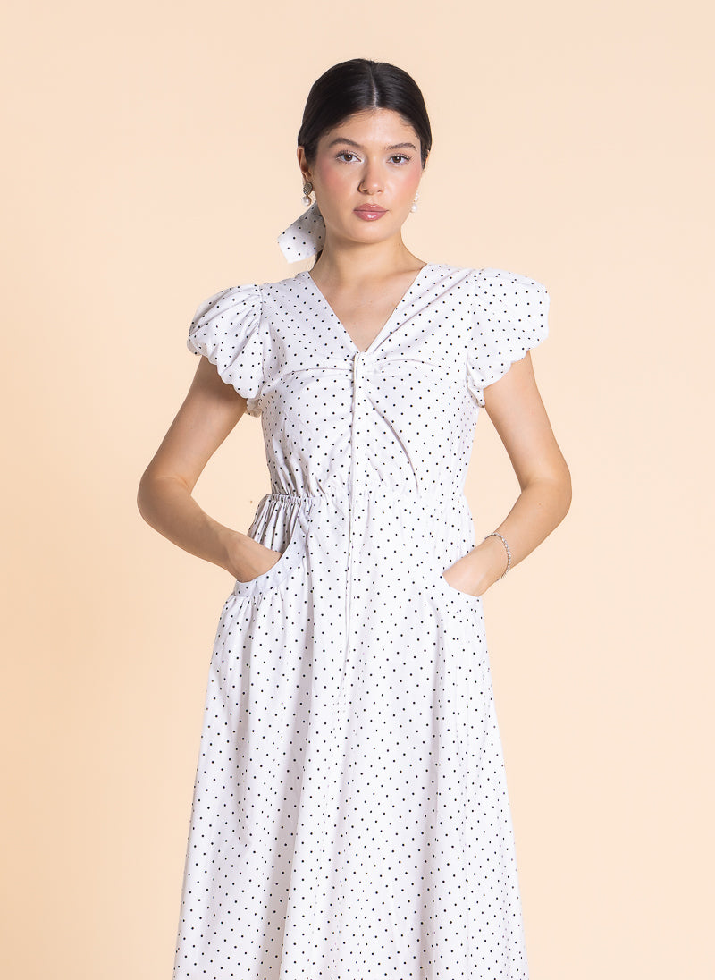 POLKA DOT MIDI DRESS