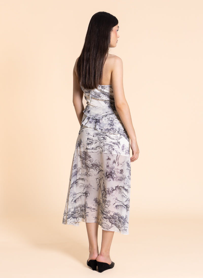PRINTED HALTER MIDI DRESS
