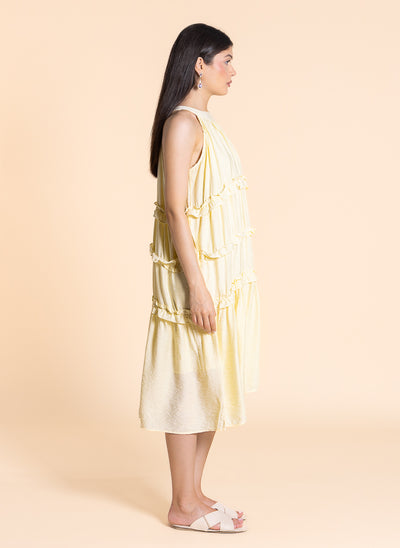 DETAILED HALTER MIDI DRESS