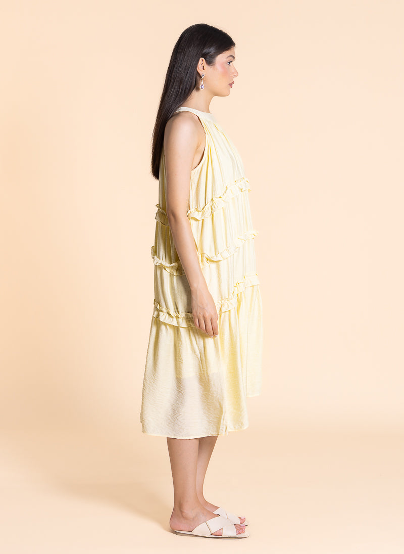 DETAILED HALTER MIDI DRESS