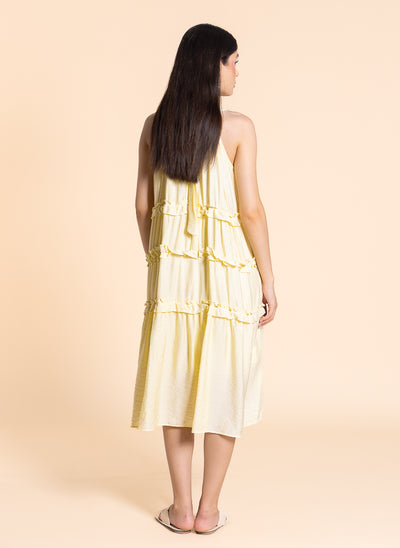 DETAILED HALTER MIDI DRESS