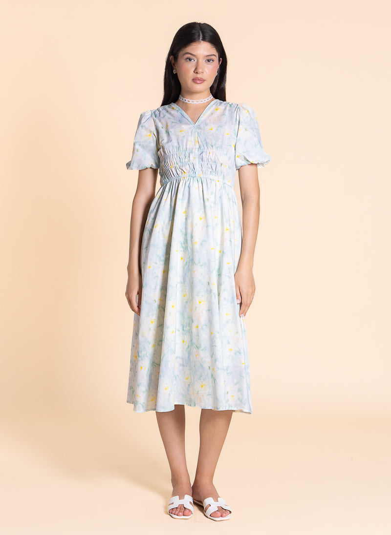DETAILED FLORAL MIDI DRESS