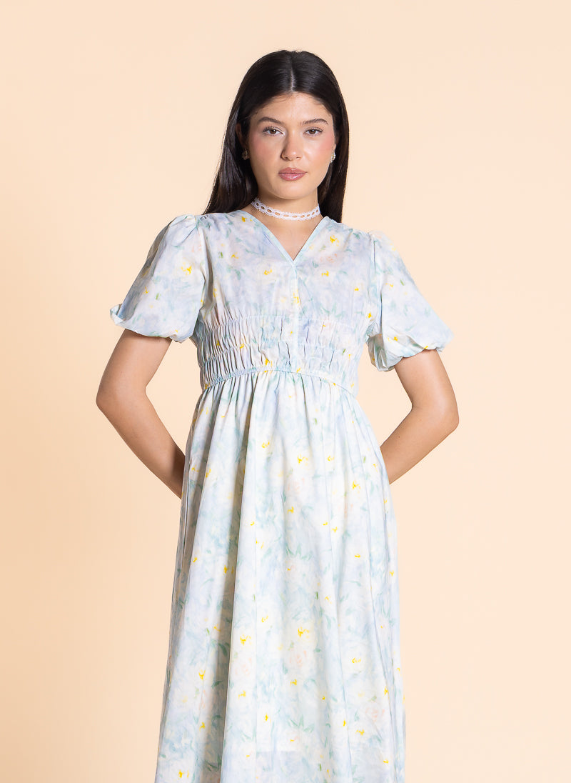 DETAILED FLORAL MIDI DRESS